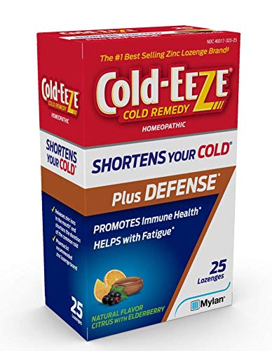 Side panel of Cold-EEZE Plus Defense lozenges detailing the zinc gluconate active ingredients.