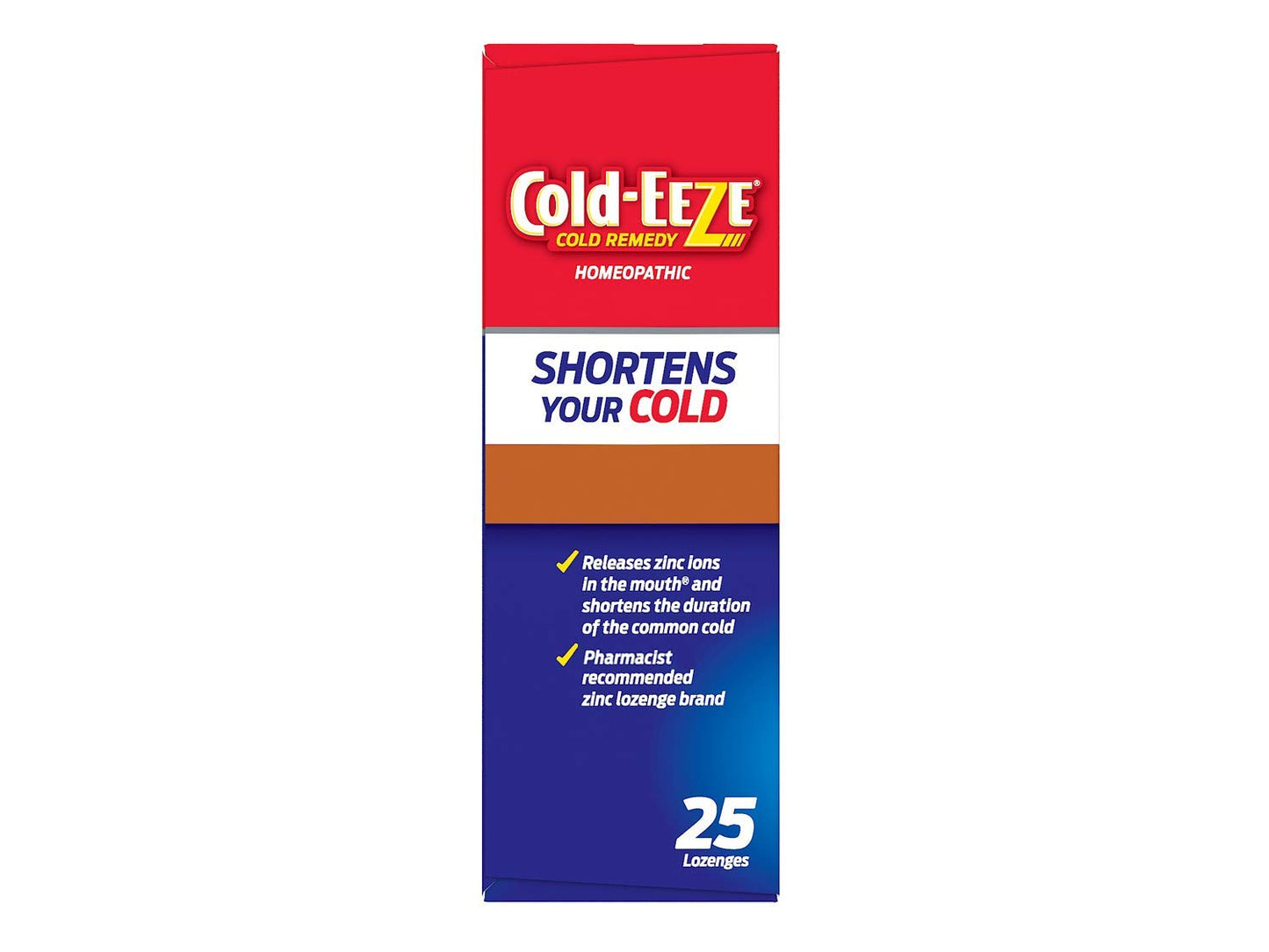 Nutrition and warning labels on the Cold-EEZE Plus Defense zinc lozenges container.