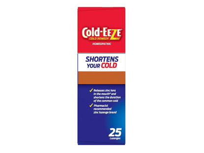 Nutrition and warning labels on the Cold-EEZE Plus Defense zinc lozenges container.