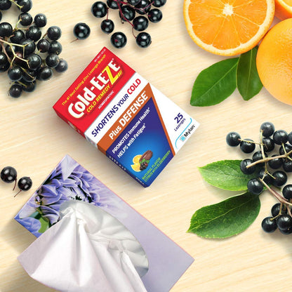 Premium imported Cold-EEZE package showing gluten-free and vegan certification logos.