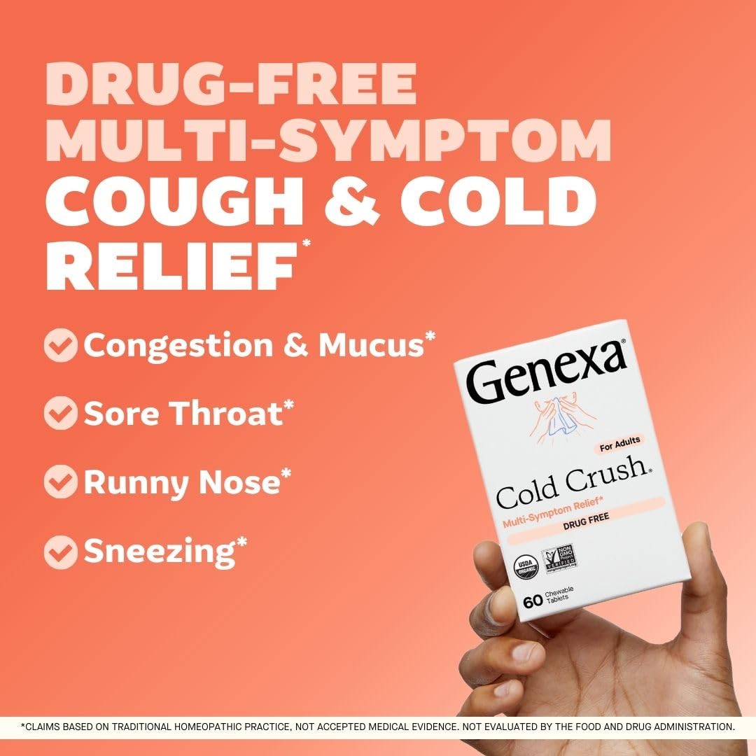 Genexa Cold Crush 60 chewable tablets organic acai berry flavor packaging label