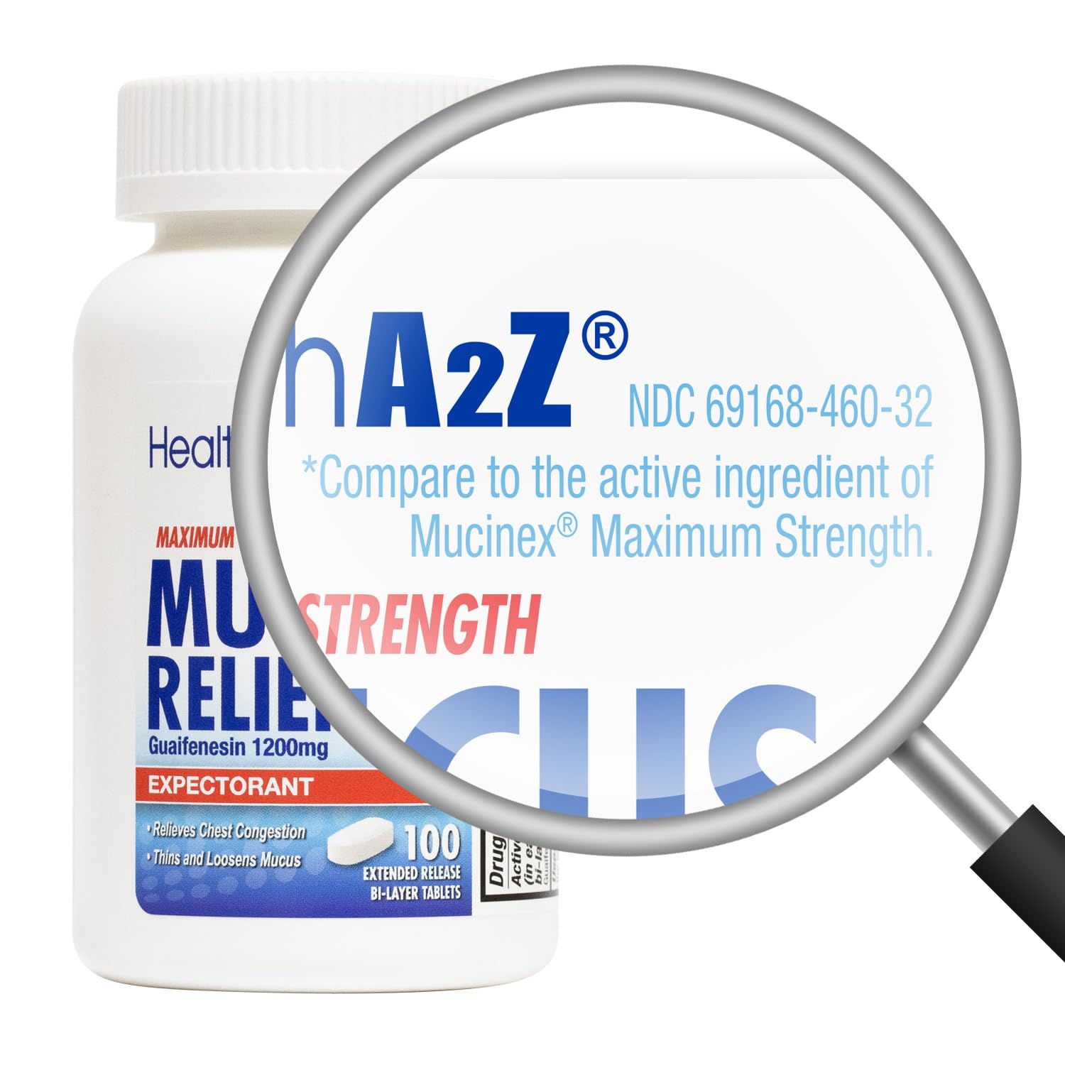 HealthA2Z maximum strength twelve hour expectorant 100 tablets packaging details