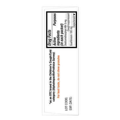Mucinex children's cough suppressant individual packets side view