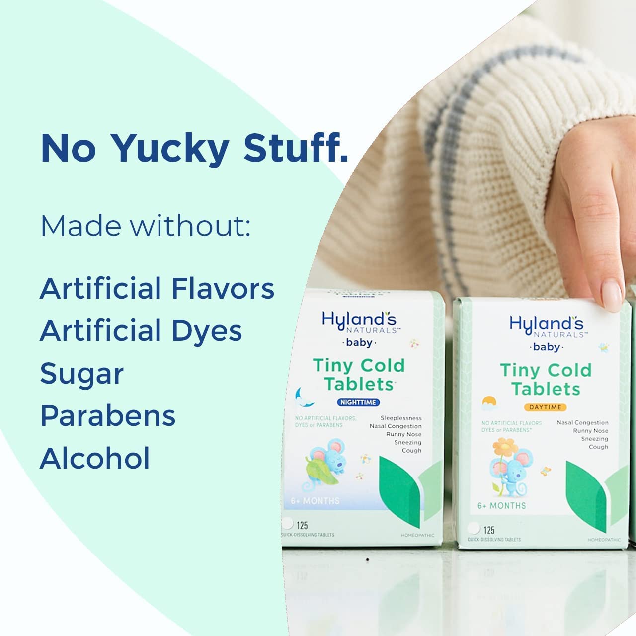 Quick dissolving homeopathic infant tablets for runny nose and nasal congestion relief