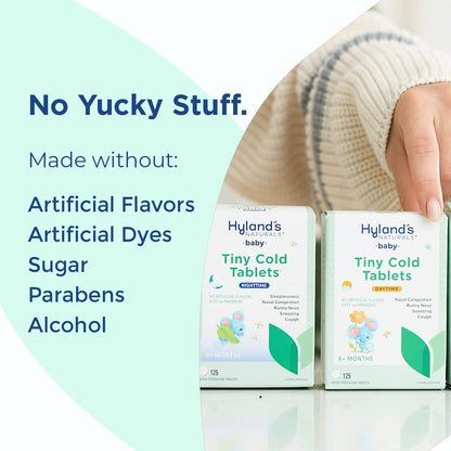 Quick dissolving homeopathic infant tablets for runny nose and nasal congestion relief