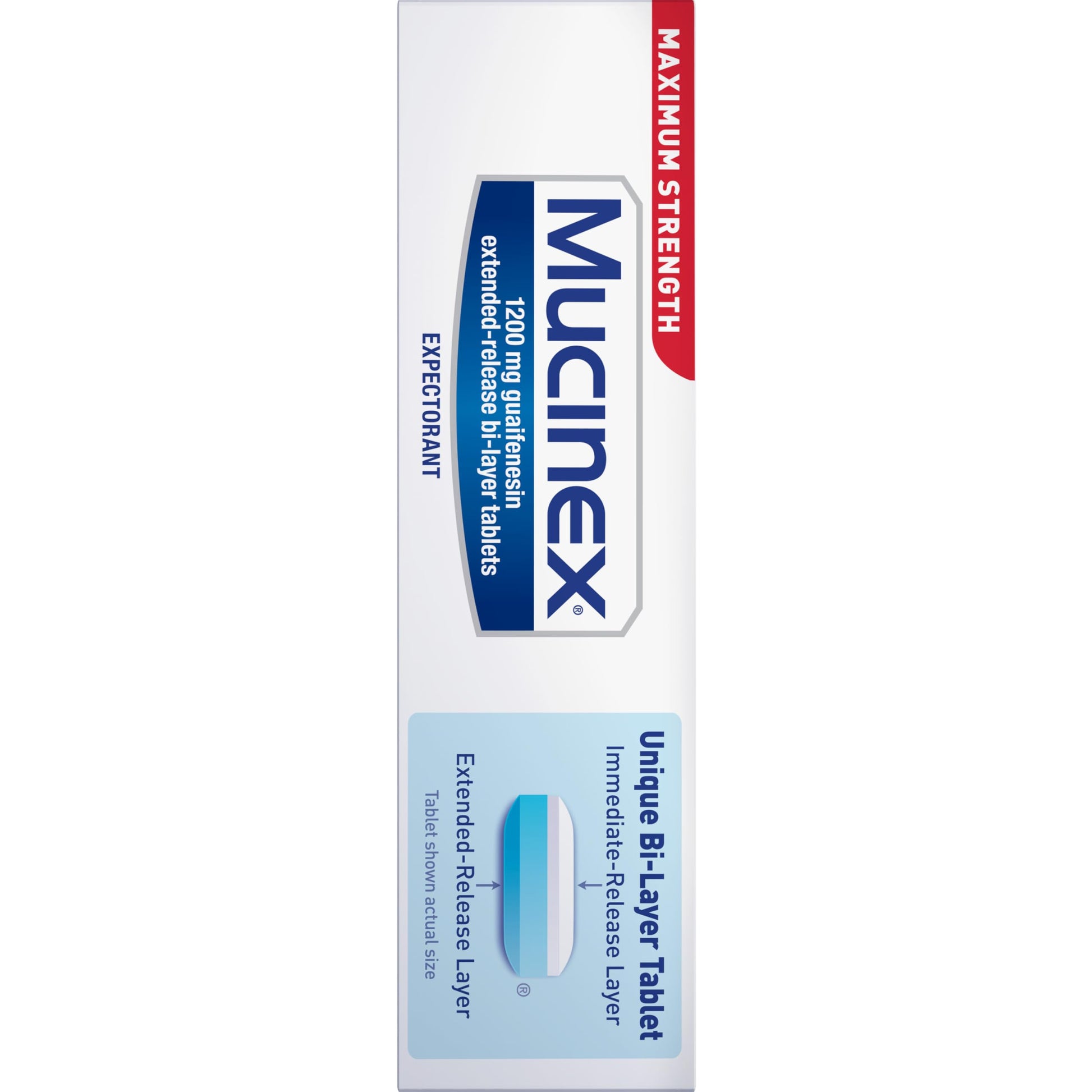 Authentic USA imported Mucinex 42 count bottle showing original manufacturing details.
