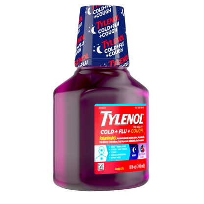 Tylenol cold plus flu plus cough night liquid active ingredients and warnings label