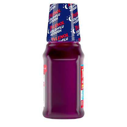 Authentic USA imported Tylenol Cold and Flu liquid bottle with dosing cup included