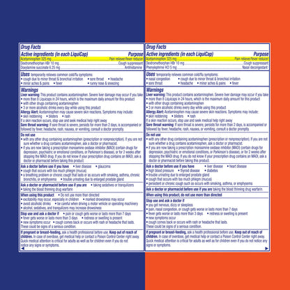 Vicks multi symptom cold and flu relief capsules in orange daytime and blue nighttime variants.