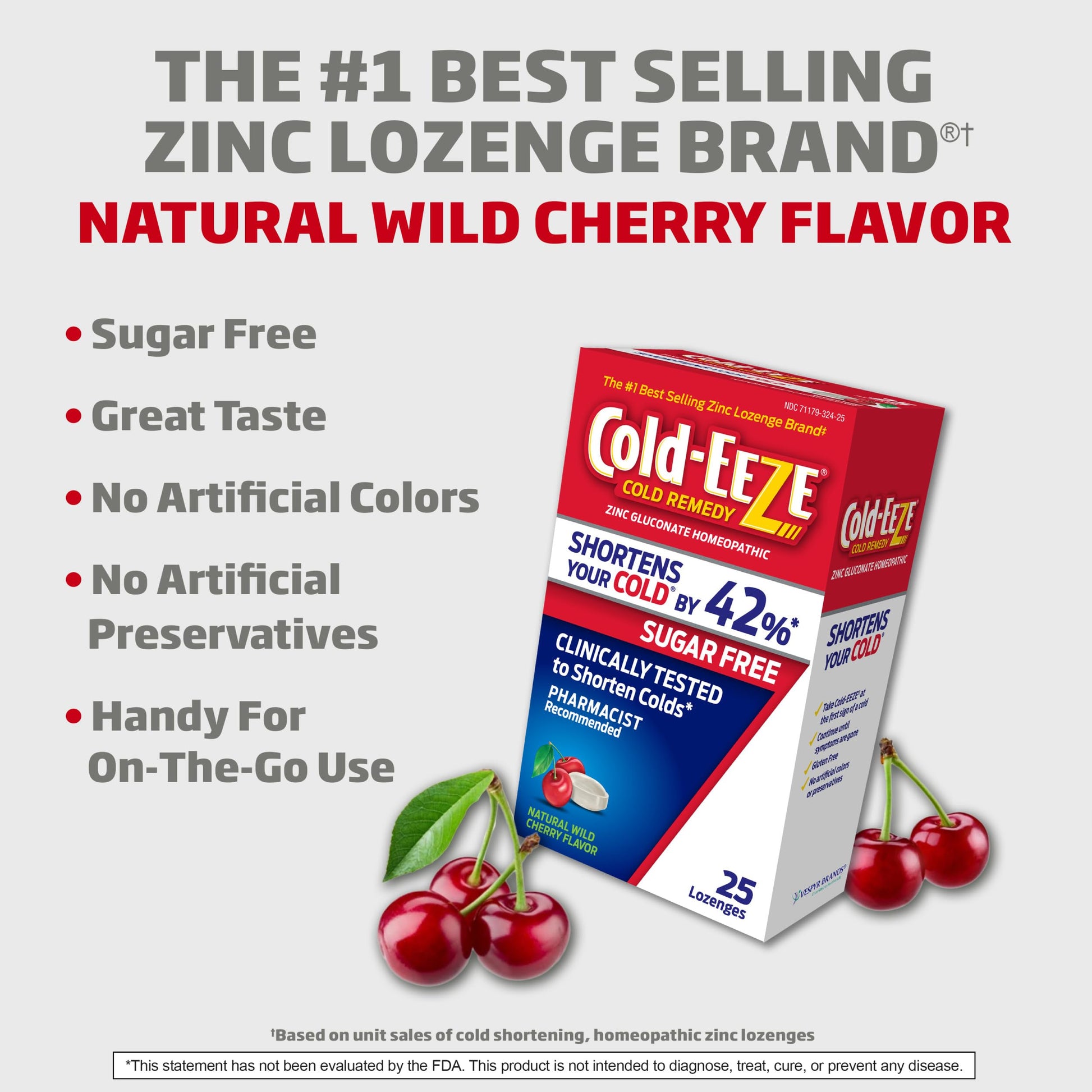 Cold-Eeze sugar free natural wild cherry lozenges supplement facts side view