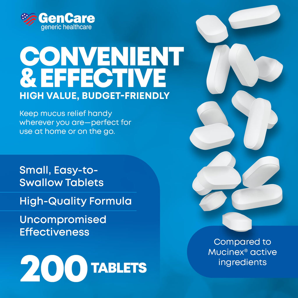 GenCare fast acting mucus relief value pack container back ingredients