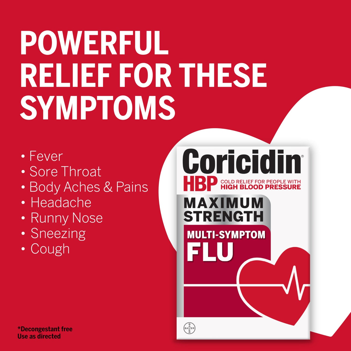 Decongestant free flu medicine for adults with high blood pressure showing drug facts panel