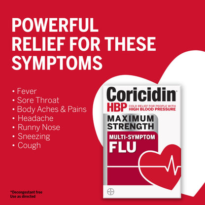 Decongestant free flu medicine for adults with high blood pressure showing drug facts panel