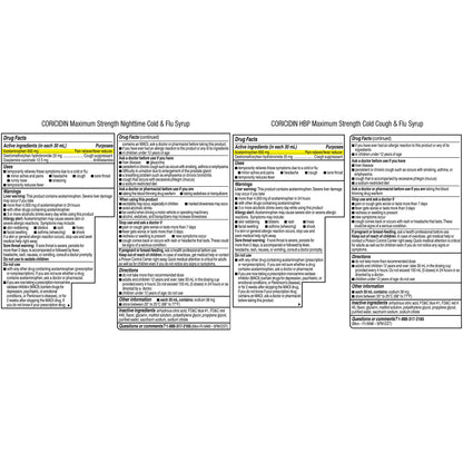 Coricidin HBP USA imported health care product packaging close up showing acetaminophen and cough suppressant details