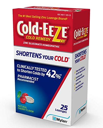 Cold-EEZE 25 count cherry flavor lozenges packaging back view with facts label