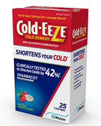 Cold-EEZE 25 count cherry flavor lozenges packaging back view with facts label