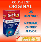 Authentic Cold-EEZE natural cherry flavor lozenges box showing safety tips and directions