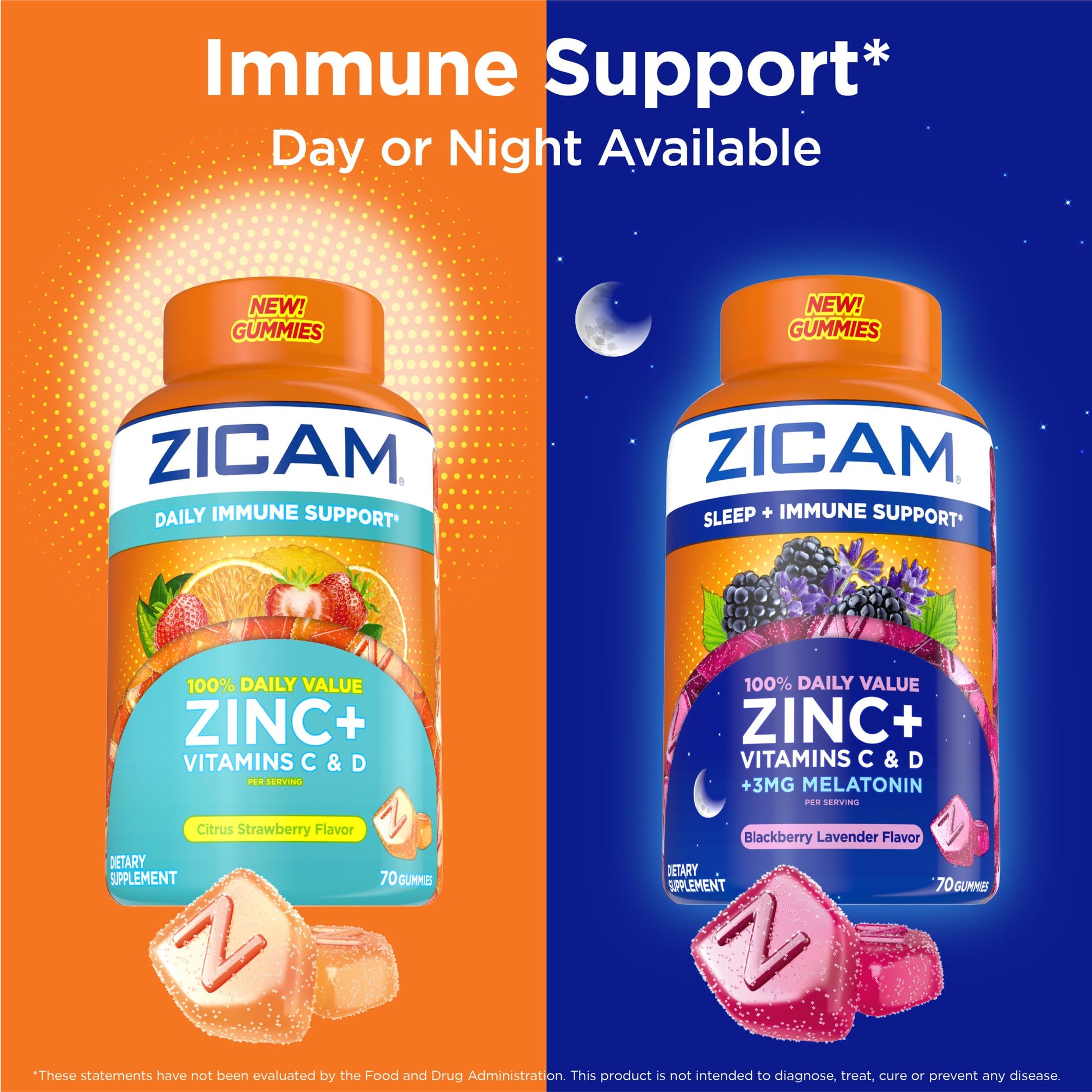 Side view of Zicam dietary supplement packaging with clear serving size instructions and warnings