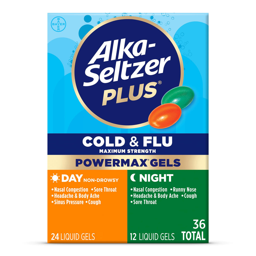 Alka-Seltzer Plus multi-symptom relief capsules showing the smaller pill size design