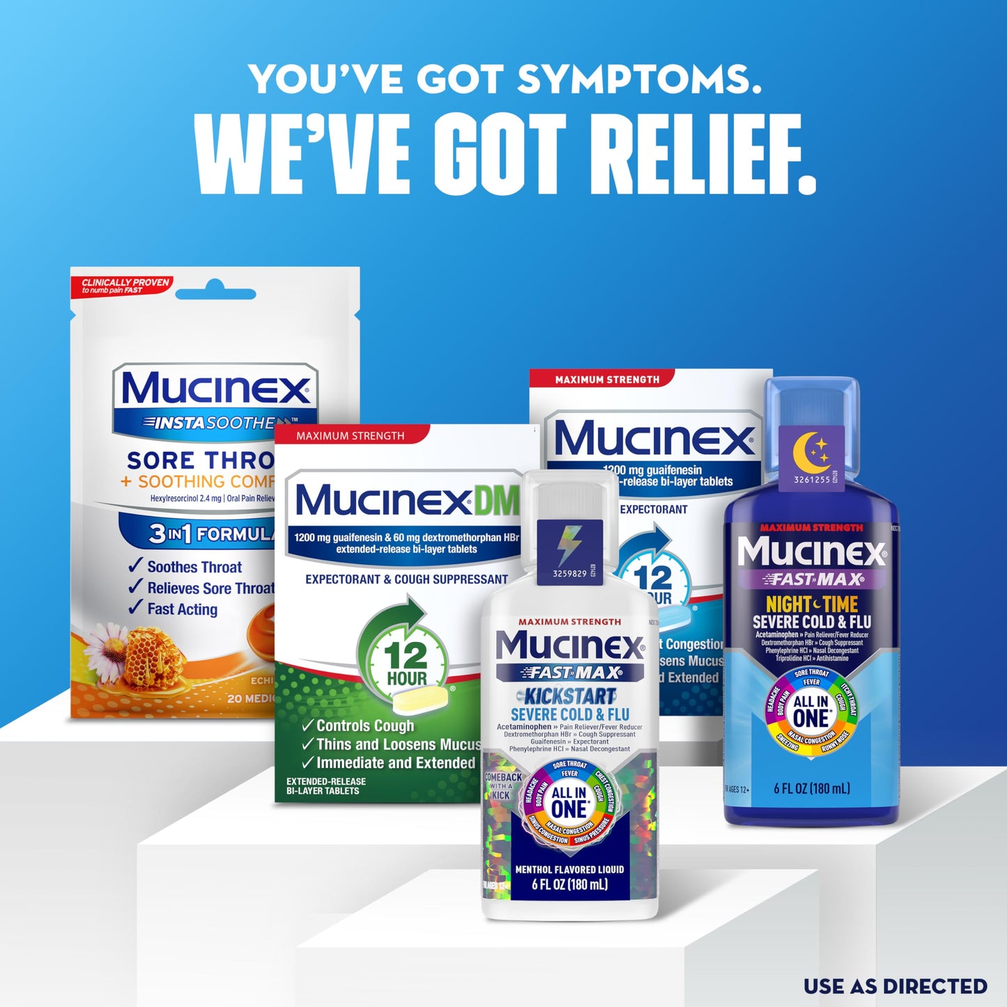Close up of Mucinex 600 milligram bi-layer technology expectorant tablet design