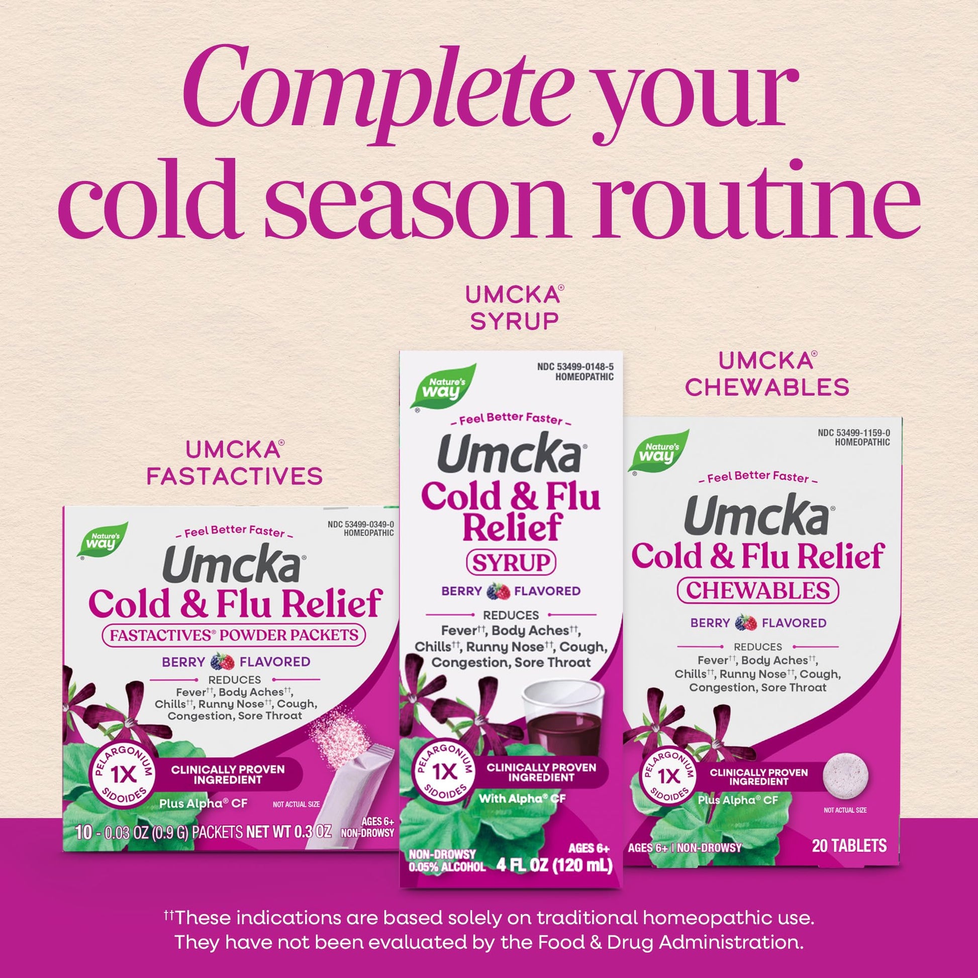 Rudra Retails imported Nature's Way Umcka cold and flu remedy side packaging view