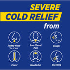 Theraflu honey lemon cold medicine packets layout showing six daytime and six nighttime severe cold powder options
