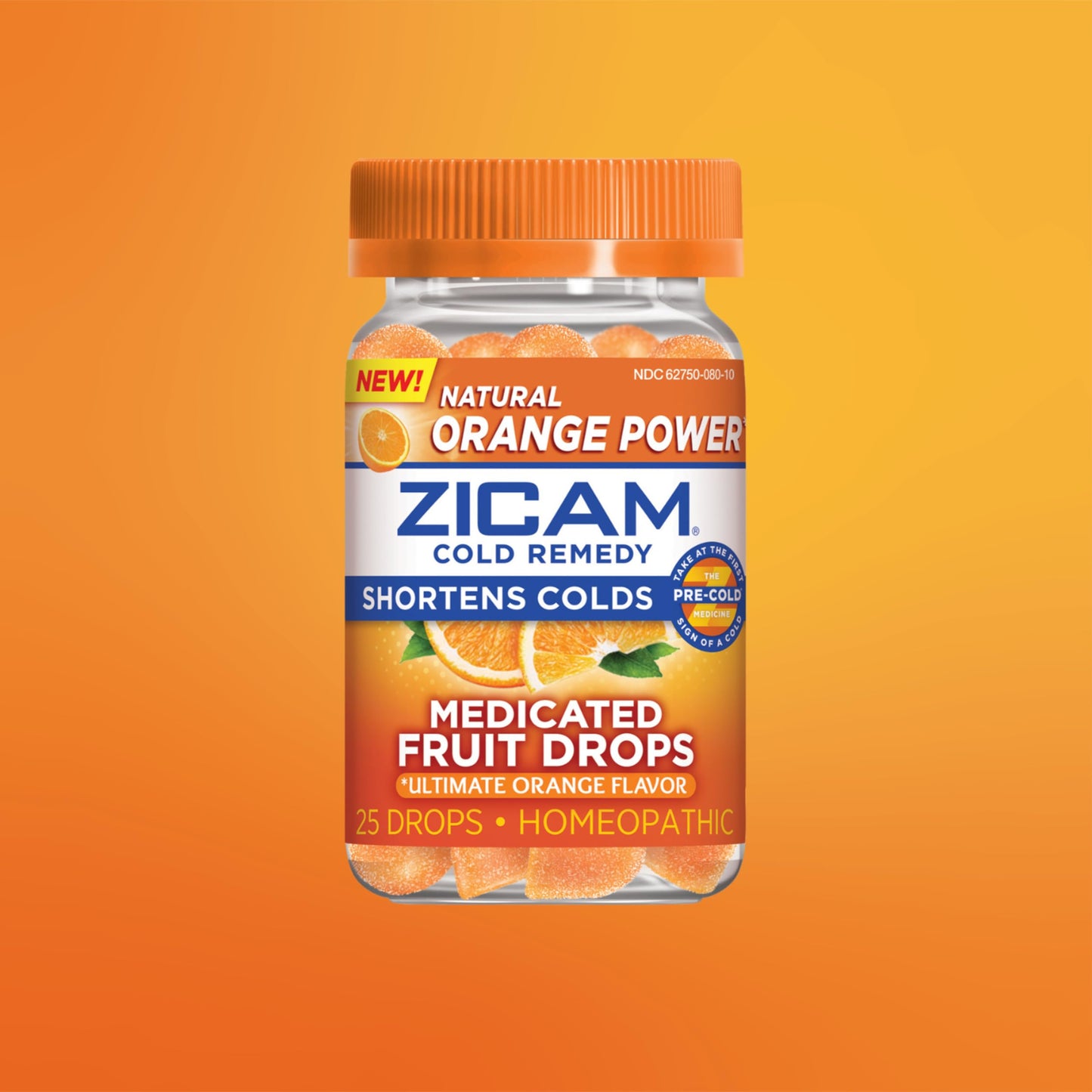Zicam chewable medicated orange drops for nasal congestion and cold symptoms recovery