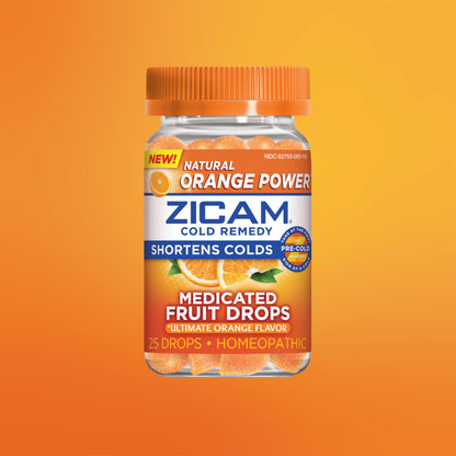 Zicam chewable medicated orange drops for nasal congestion and cold symptoms recovery