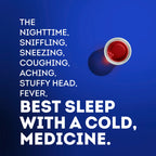 Imported Vicks NyQuil nighttime liquid medicine for fever and congestion relief packaging detail