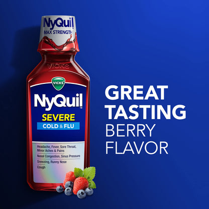 Vicks NyQuil maximum strength cold flu and sinus congestion remedy dosage instructions