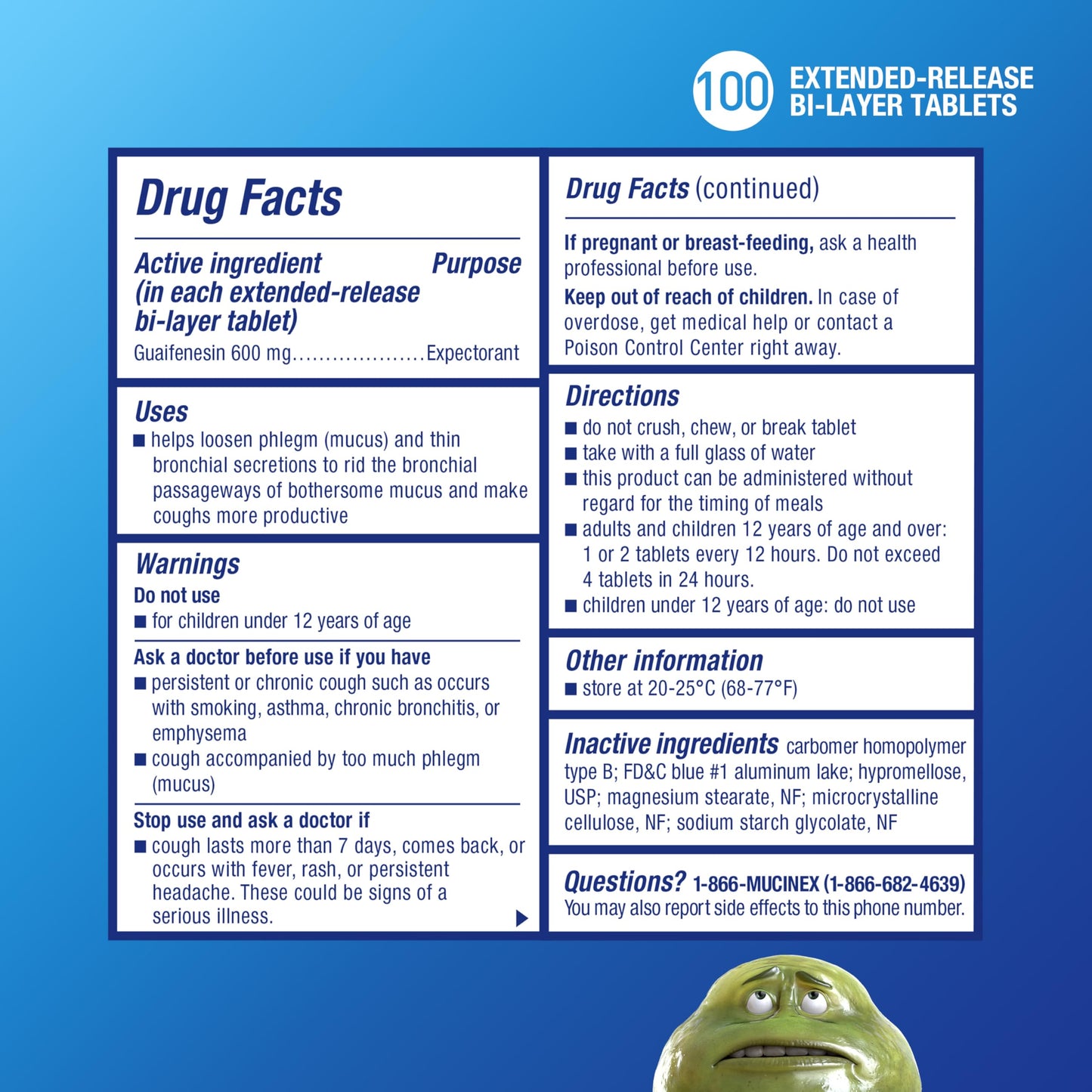 Mucinex one hundred count extended release tablets for respiratory comfort