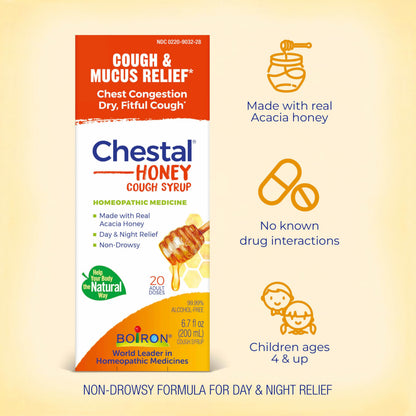 Authentic USA imported Boiron Chestal cough syrup with real Acacia honey