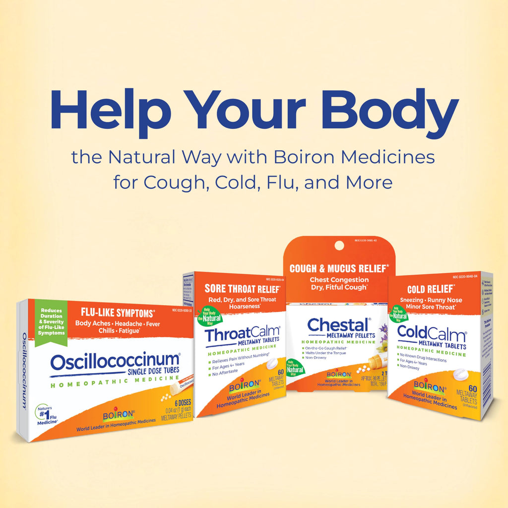 Boiron Chestal Honey side panel with safety warnings and product features