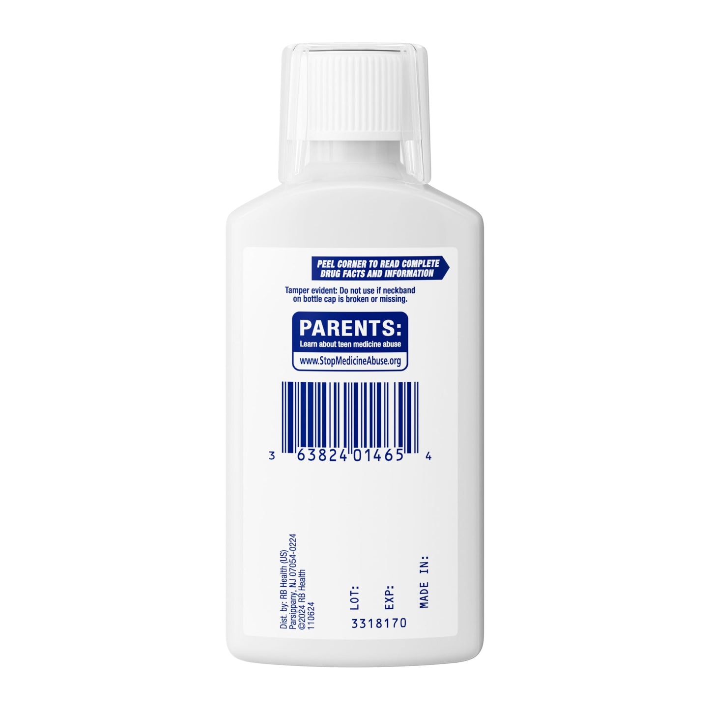 Six fluid ounce bottle of Mucinex Fast-Max severe sinus and nasal decongestant liquid.