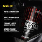 Universal Nutrition Animal mass gainer pill packs poured out to show individual daily packets and capsules.