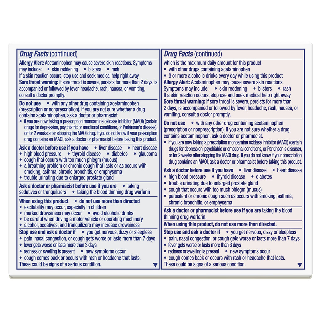 Vicks non drowsy daytime severe cold and flu liquid capsules packaging.