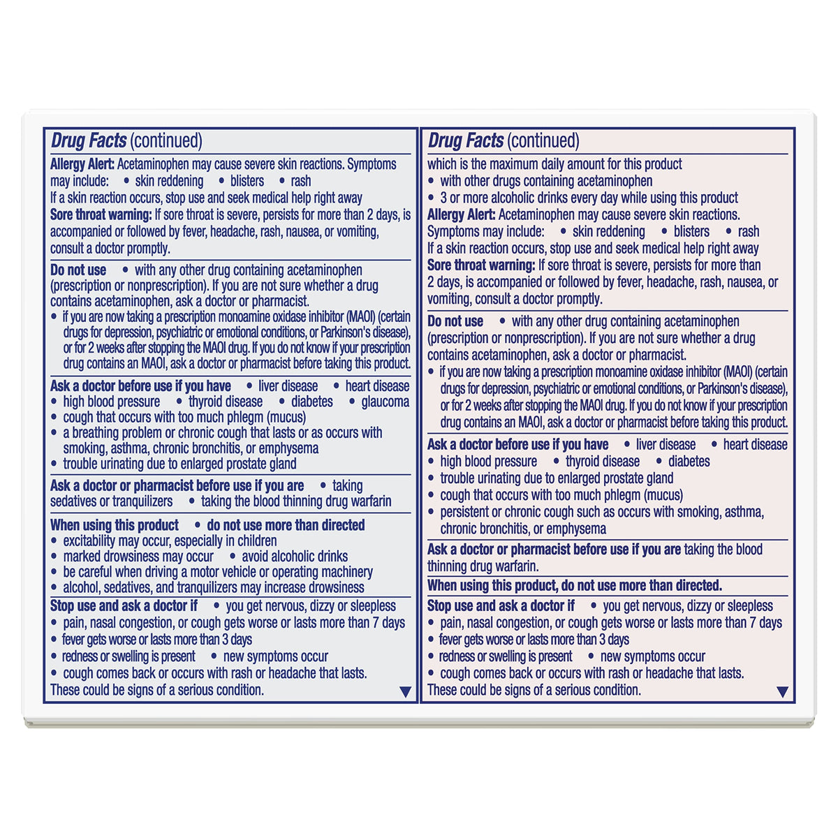 Vicks non drowsy daytime severe cold and flu liquid capsules packaging.