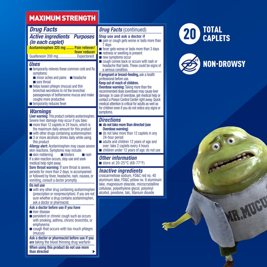 Mucinex Rapid Clear Acetaminophen and Guaifenesin active ingredients info