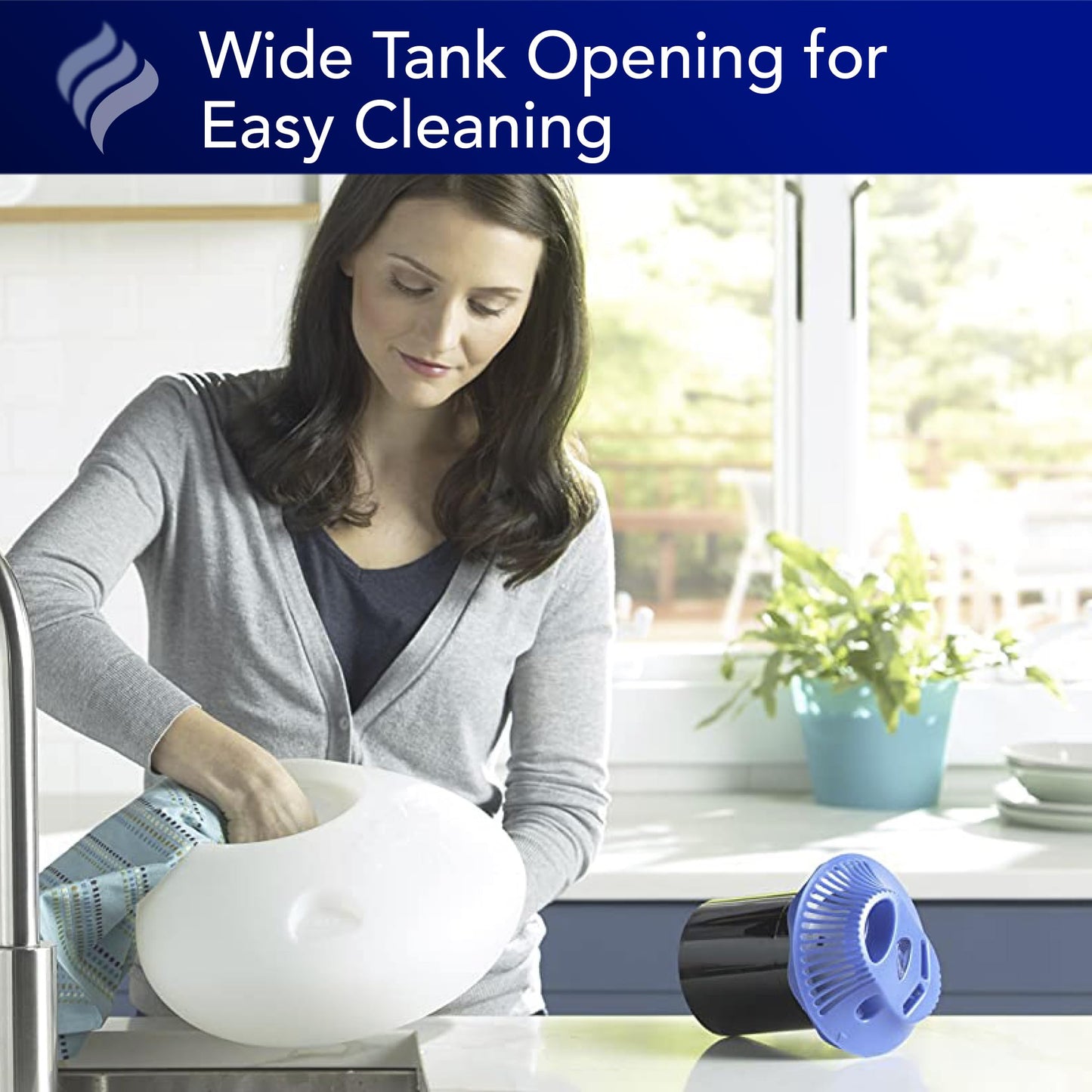 Vicks personal care humidifier showing the automatic shut off safety housing element