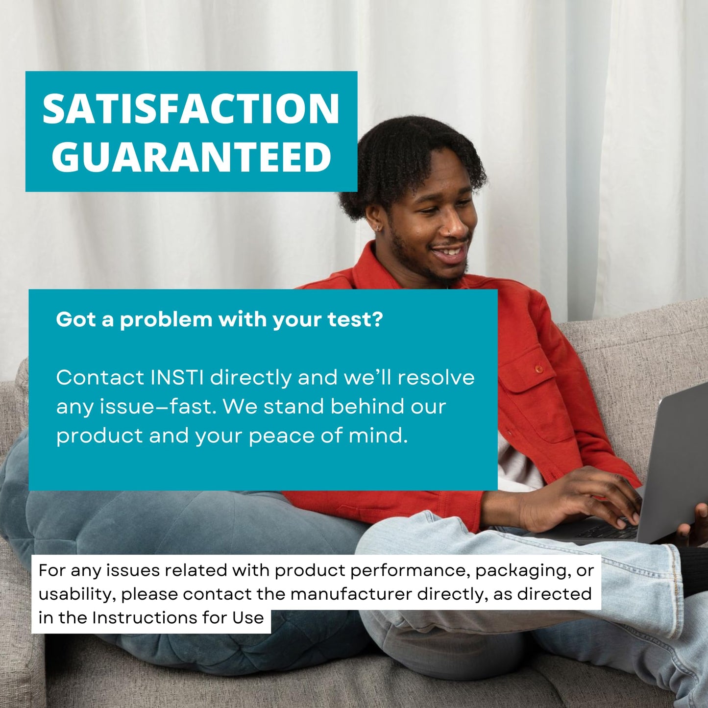 Authentic USA imported INSTI rapid test contents displaying simple three step components