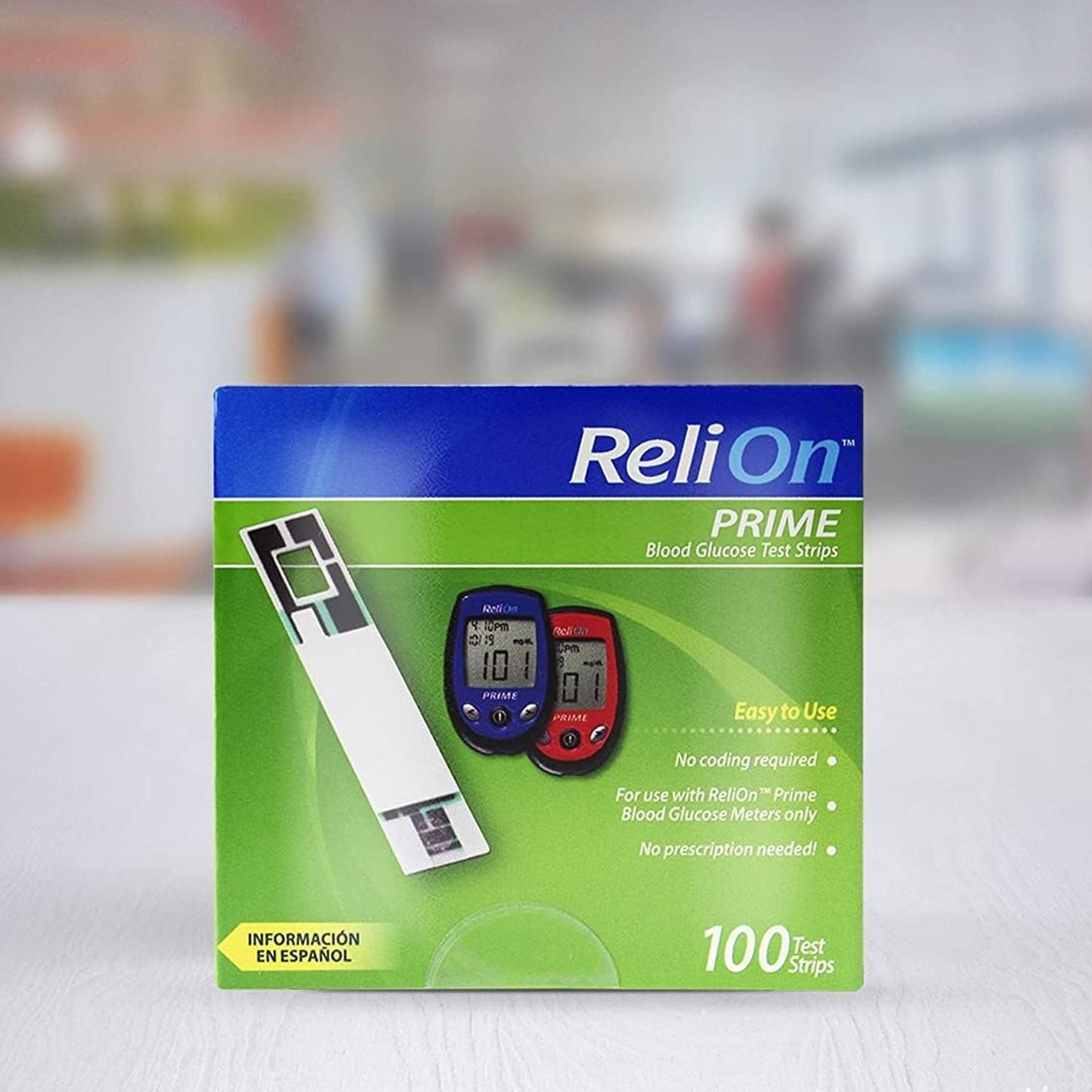 Sixyear Prime one hundred count disposable test strips packaging showing alternate site testing details