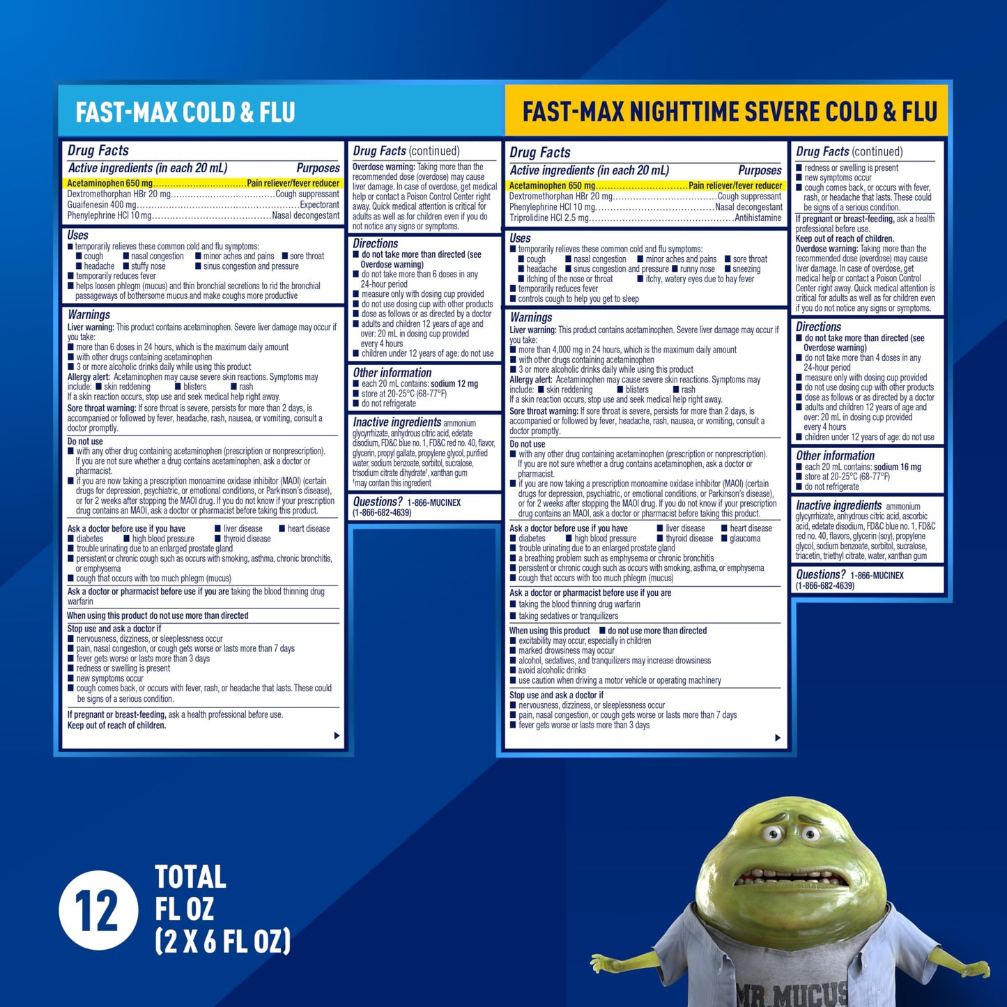 Side view of Mucinex Day and Night combo box showing adult usage instructions