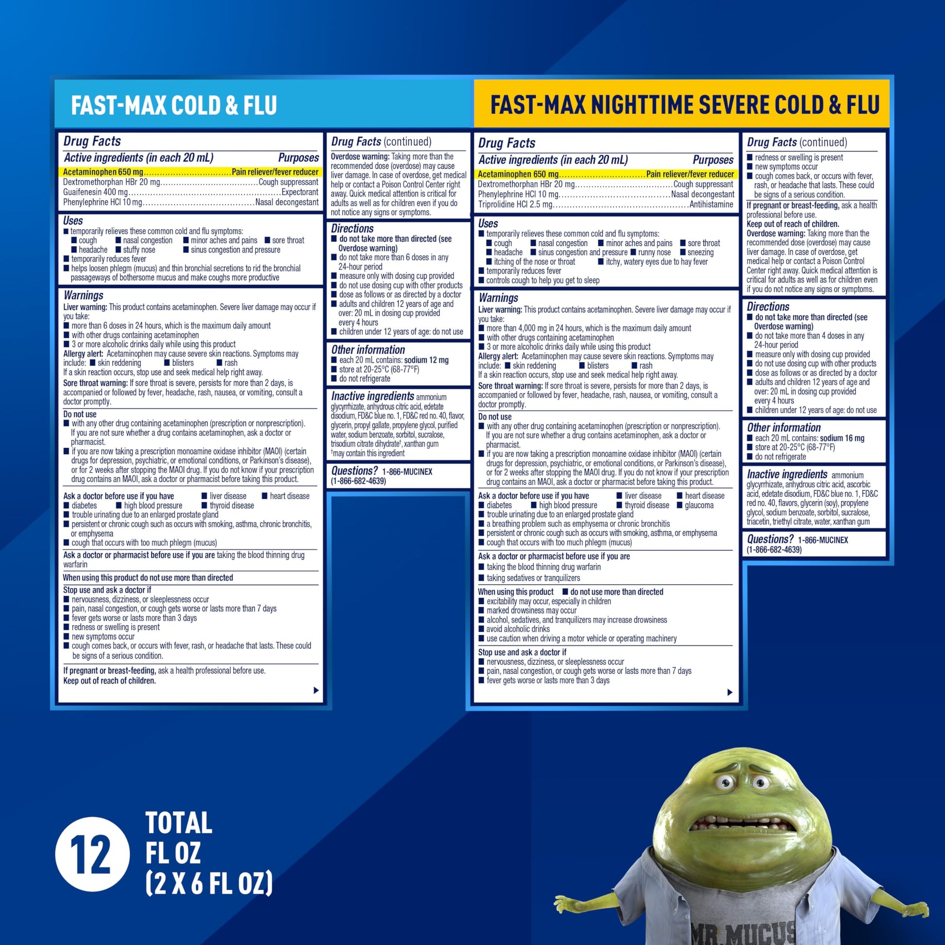 Side view of Mucinex Day and Night combo box showing adult usage instructions