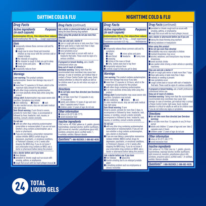 Mucinex adult multi symptom cough suppressant and fever reducer liquid gels packaging details.