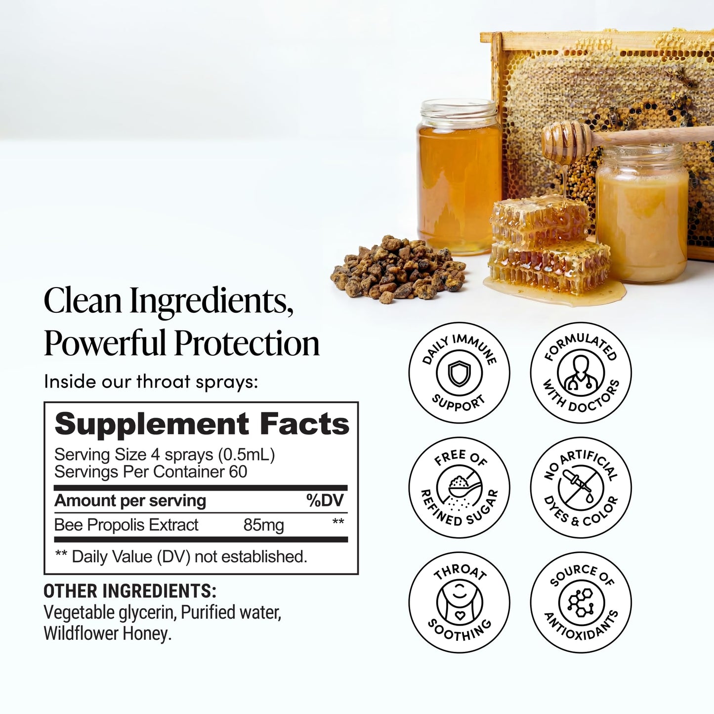 Close up of the spray nozzle on the one fluid ounce propolis bottle.