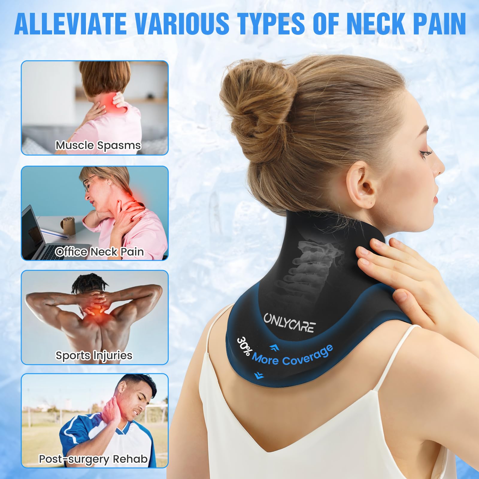 Onlycare gel ice pack wrap showing adjustable velcro strap
