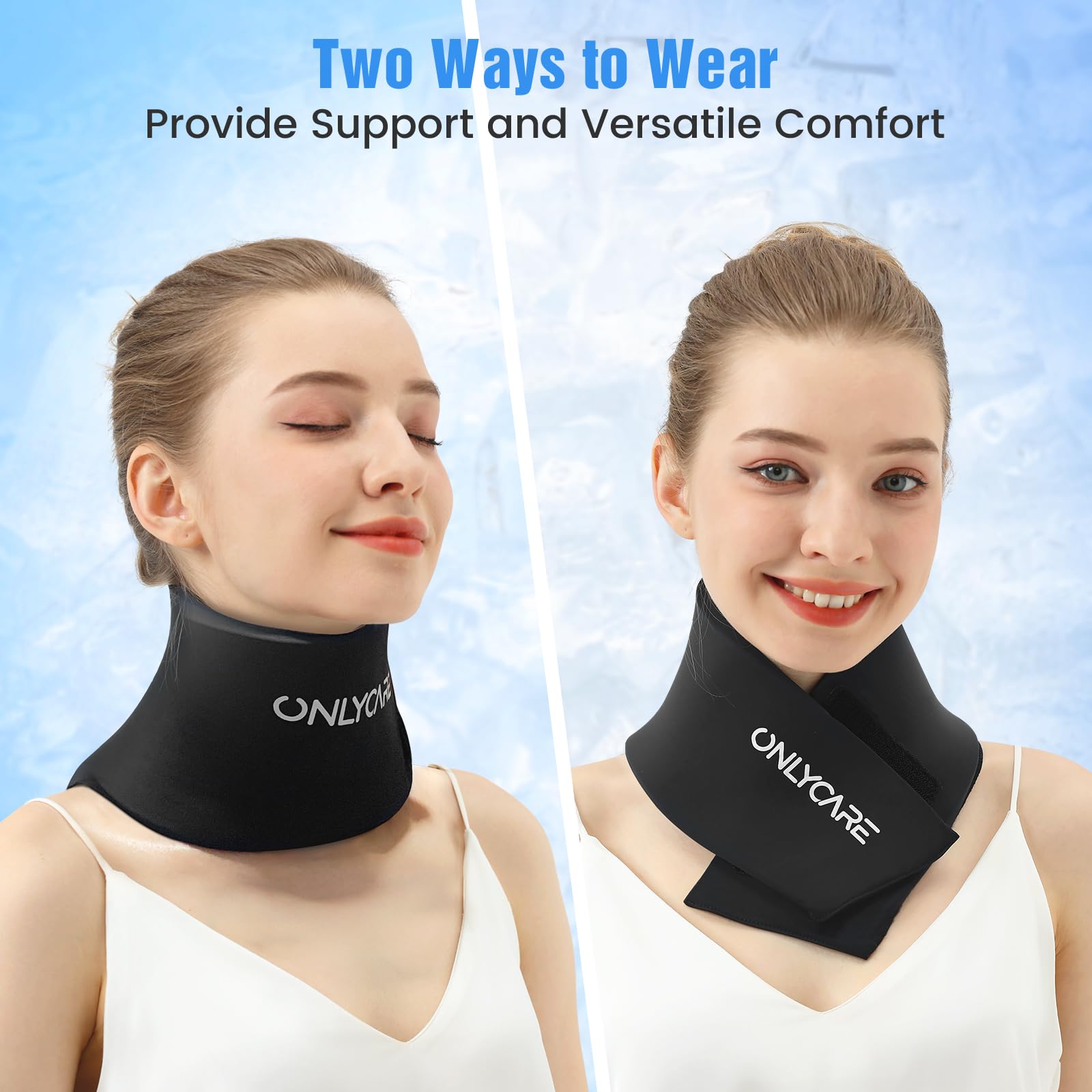 Flexible gel ice pack for neck showing pliability when frozen