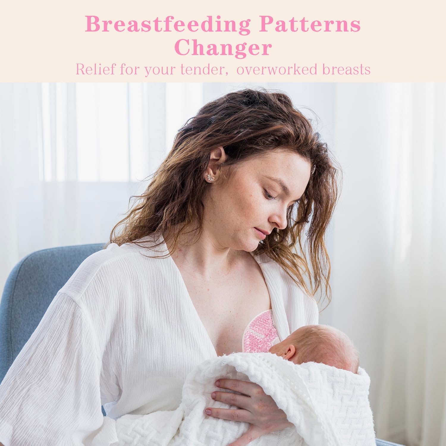 Breastfeeding ice packs showing contoured shape