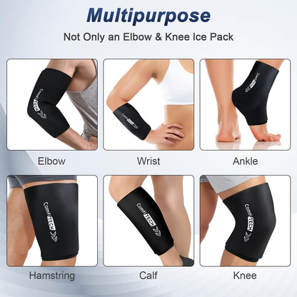ComfiTECH ice pack applied to human elbow for pain relief