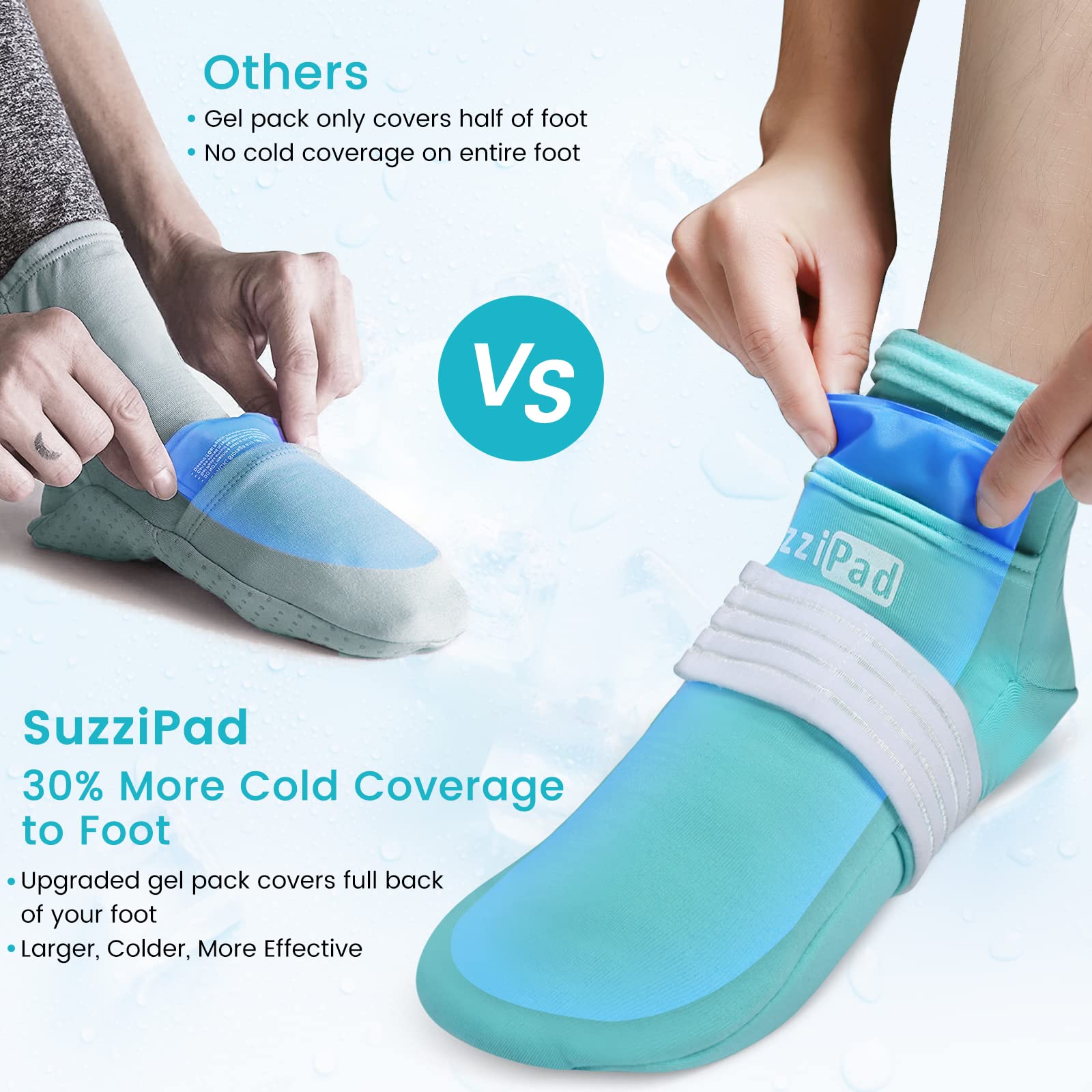 Adjustable compression straps on SuzziPad hand ice gloves